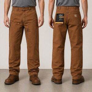 Carhartt Double Front Work Dungaree Mens 52x32 Brown Duck B01 BRN NWT Carpenter